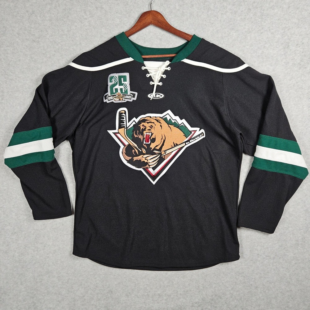 AK Utah Grizzlies Size Medium Black Hockey Jersey ECHL 25th Anniversary Lace Up